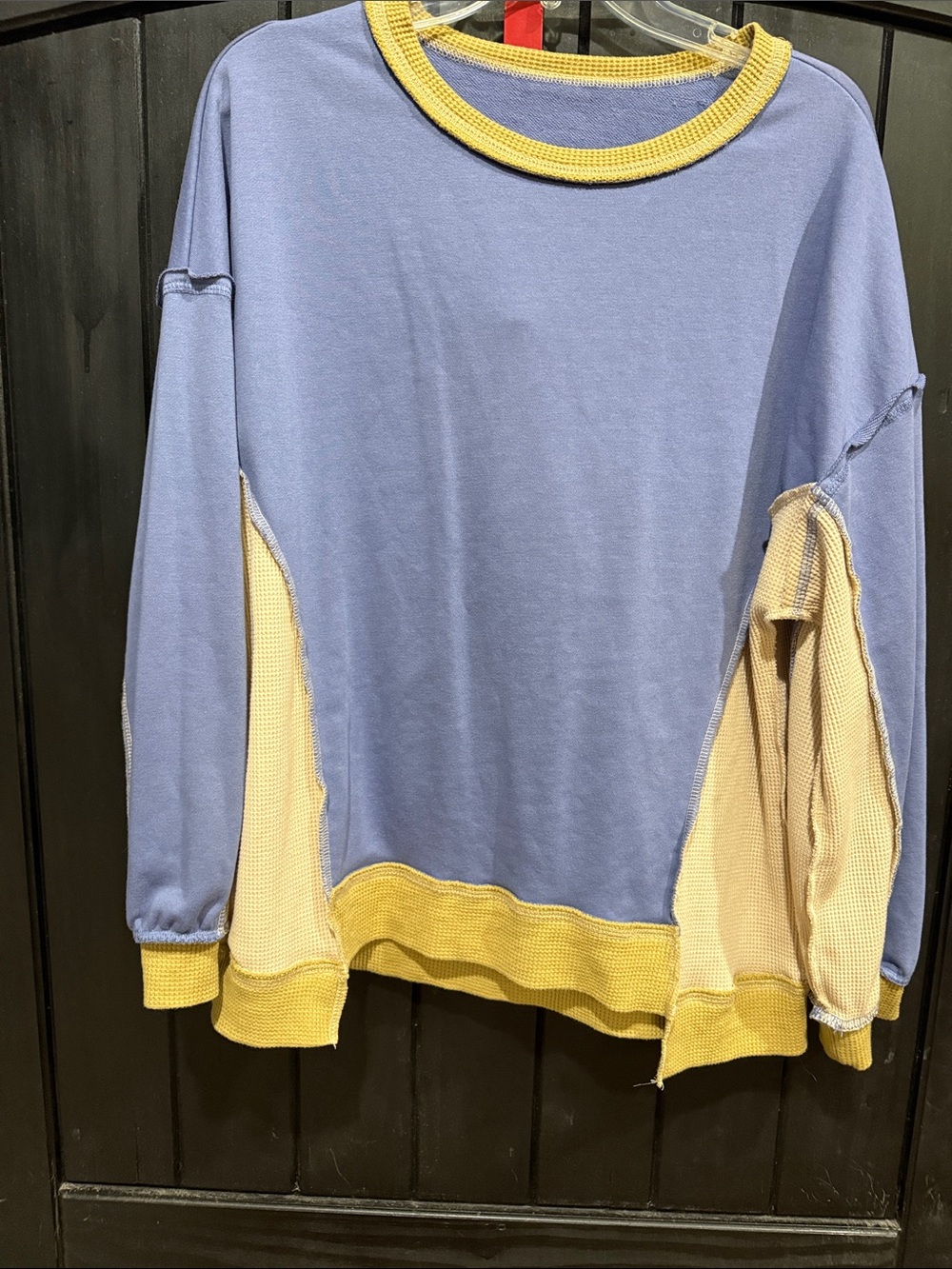 Light Blue and Yellow Pullover Sweatshirt